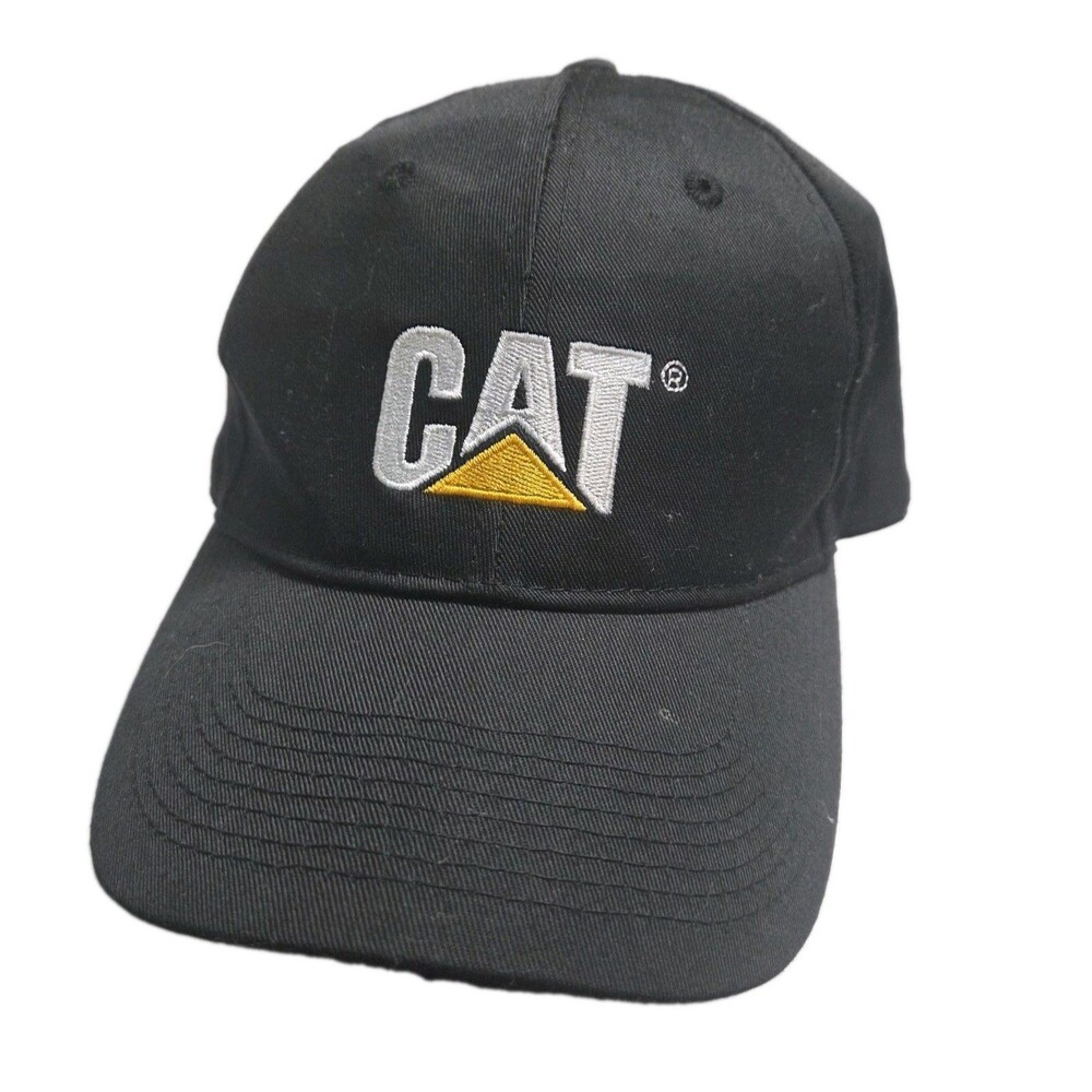 Caterpillar CAT Hat Black Embroidered Logo Baseball Cap Adjustable Strapback